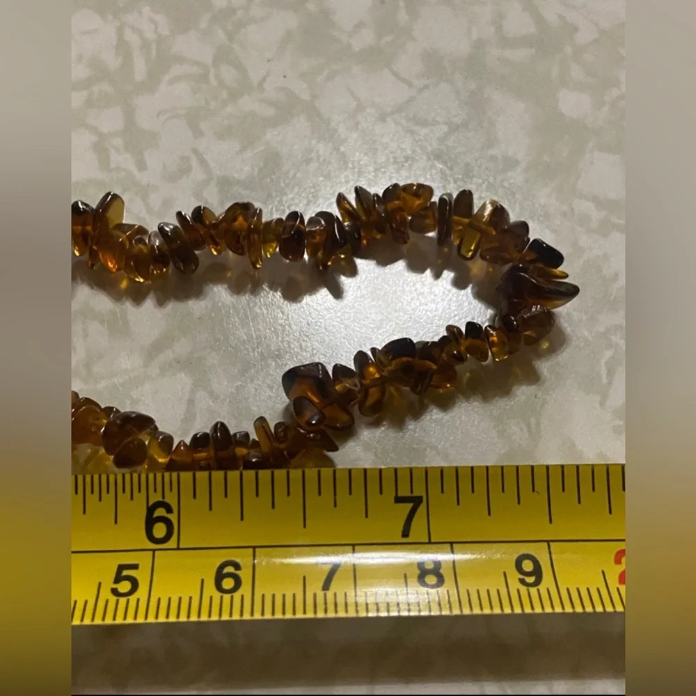 Genuine Amber Chip Bead Necklace #5026 💎